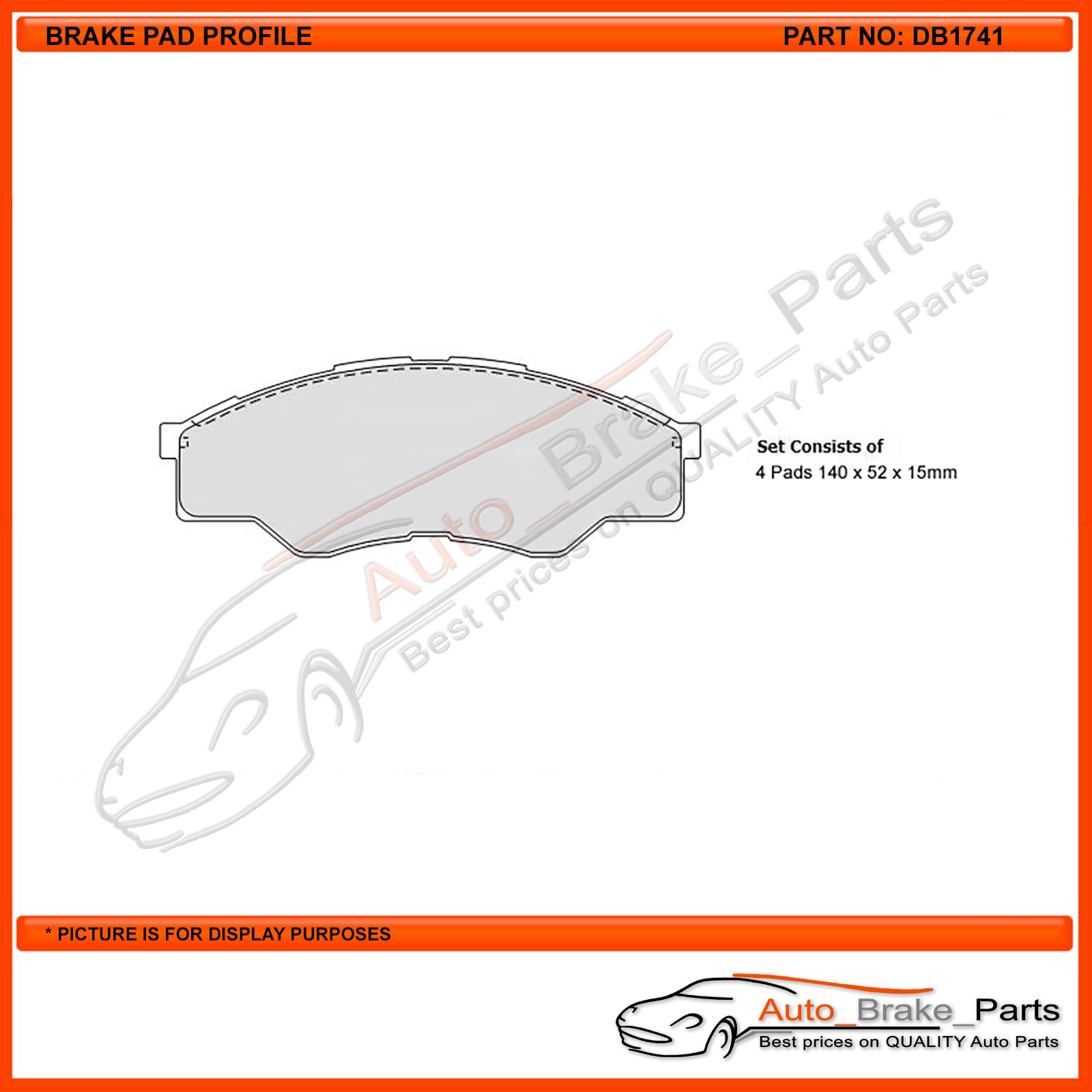 Auto Brake Parts Protex Ultra Front Brake Pads for TOYOTA HILUX TGN16R